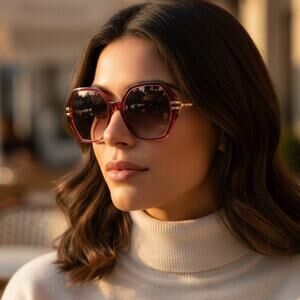 New! Chopard SCH370M 07AK Transparent Red Ice Cube Sunglasses, Authentic